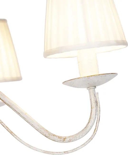 Lustr biely s vrúbkovanými krémovými tienidlami na klipsy 5-svetlo - Giuseppe