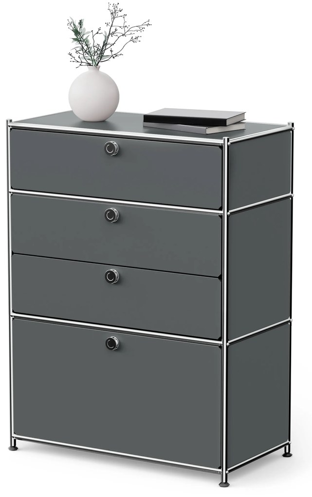 Komoda Kovová komoda »CN3« so zásuvkami a výklopným priečinkom, sivá
