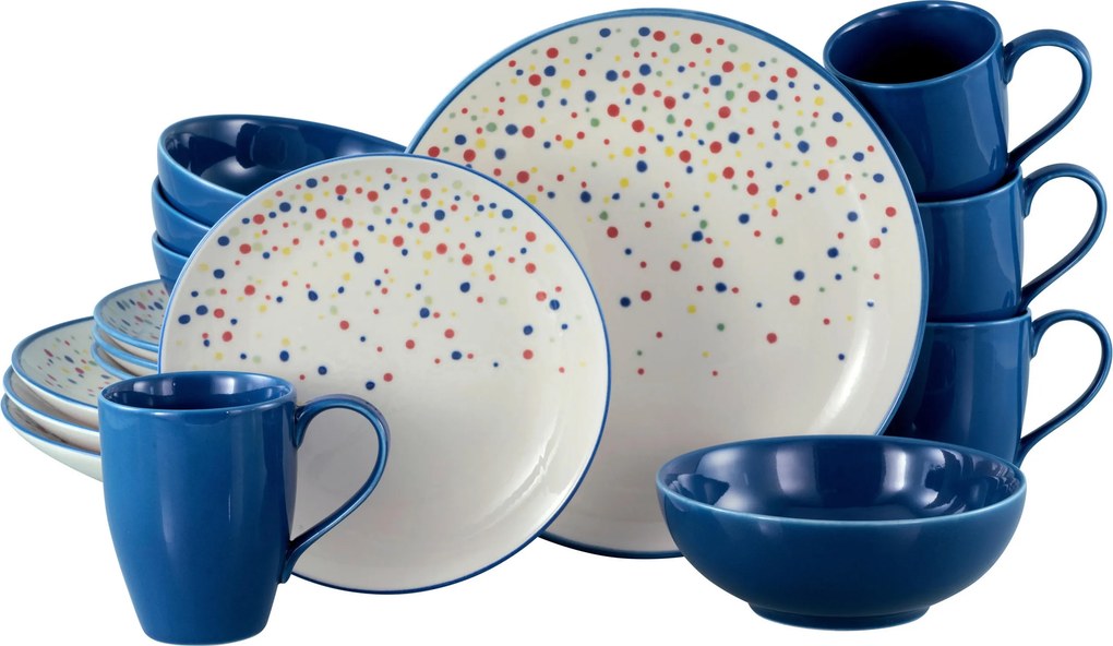 XXXLutz KOMBINOVANÝ SERVIS Joy Blau-bunt 16-dielne Creatable - Online Only bytové doplnky - 007768056701