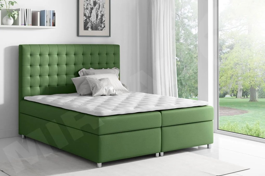 Posteľ kontinentálna Alfi, Rozmer postele: 140x200, Dostupné poťahy: ekokoža Soft 017 (biela)