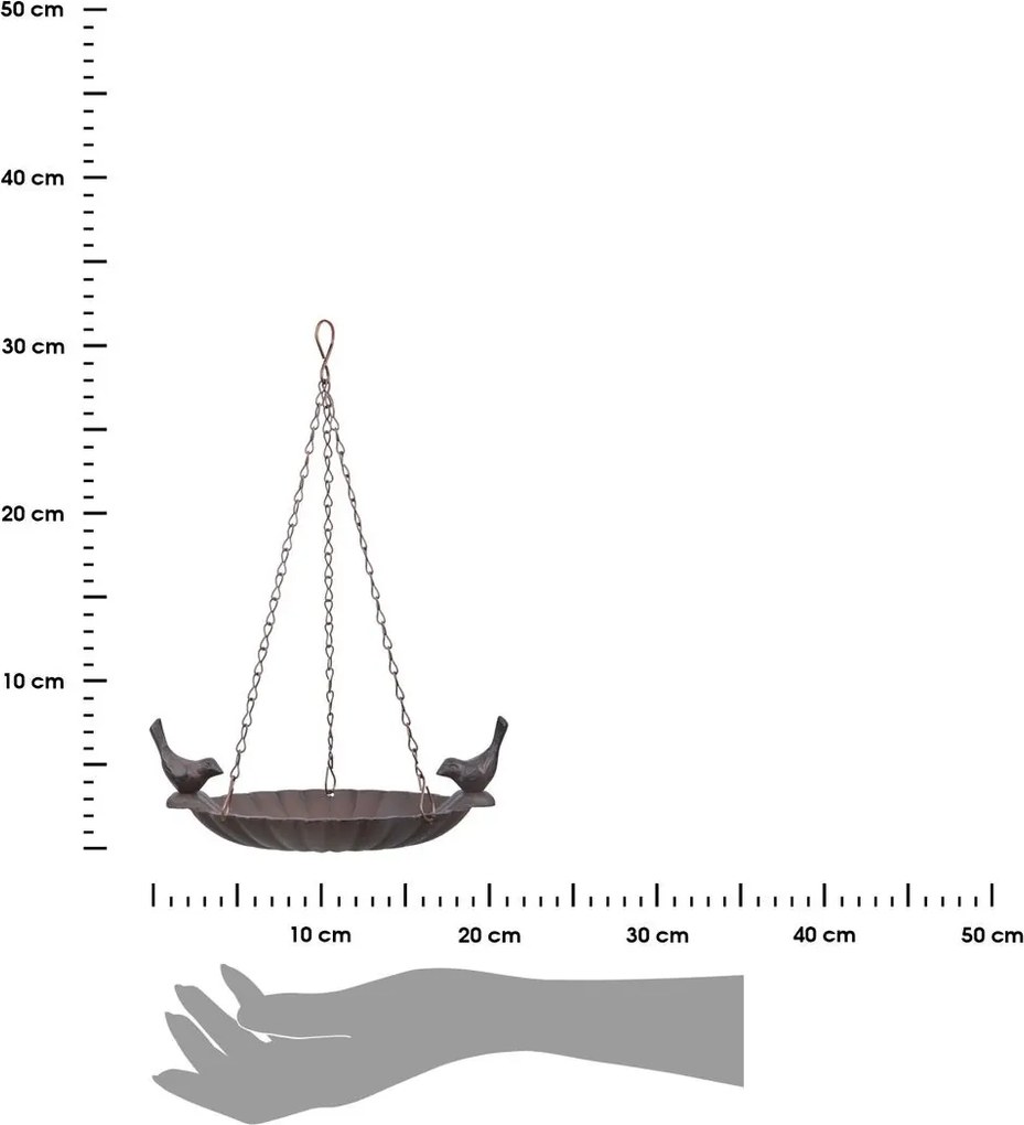 Závesné napájadlo pre vtáky Ora, 32x21 cm, liatina, hnedá