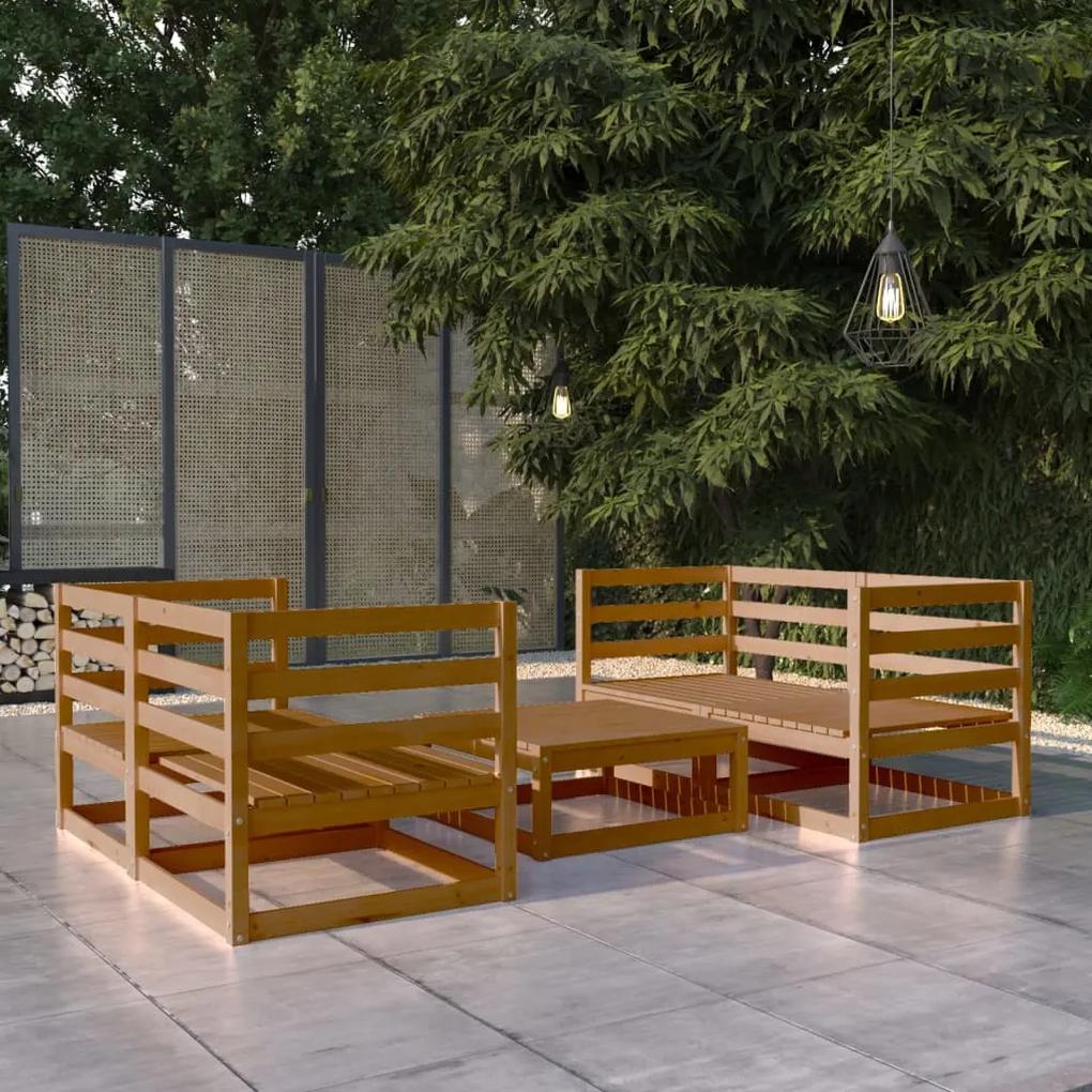 5-dielna záhradná sedacia súprava medovo-hnedá borovicový masív 3075257