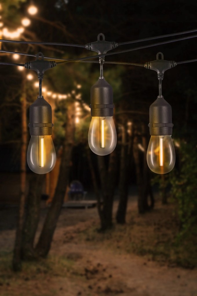 Světelný LED řetěz MODERN s 15 žárovkami teplý bílý