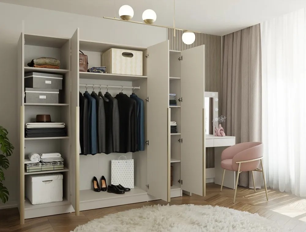 Šatníková skriňa SENSO 4D 200 cm kašmírová