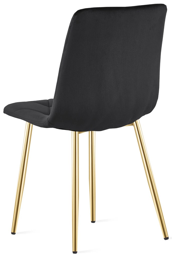 Čierna zamatová jedálenská stolička LIBRA so zlatými nohami