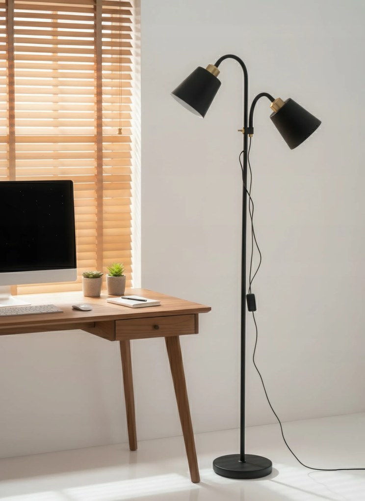 Smart LED ARGUS stojacia čierna lampa na čítanie nastaviteľná 2xE27