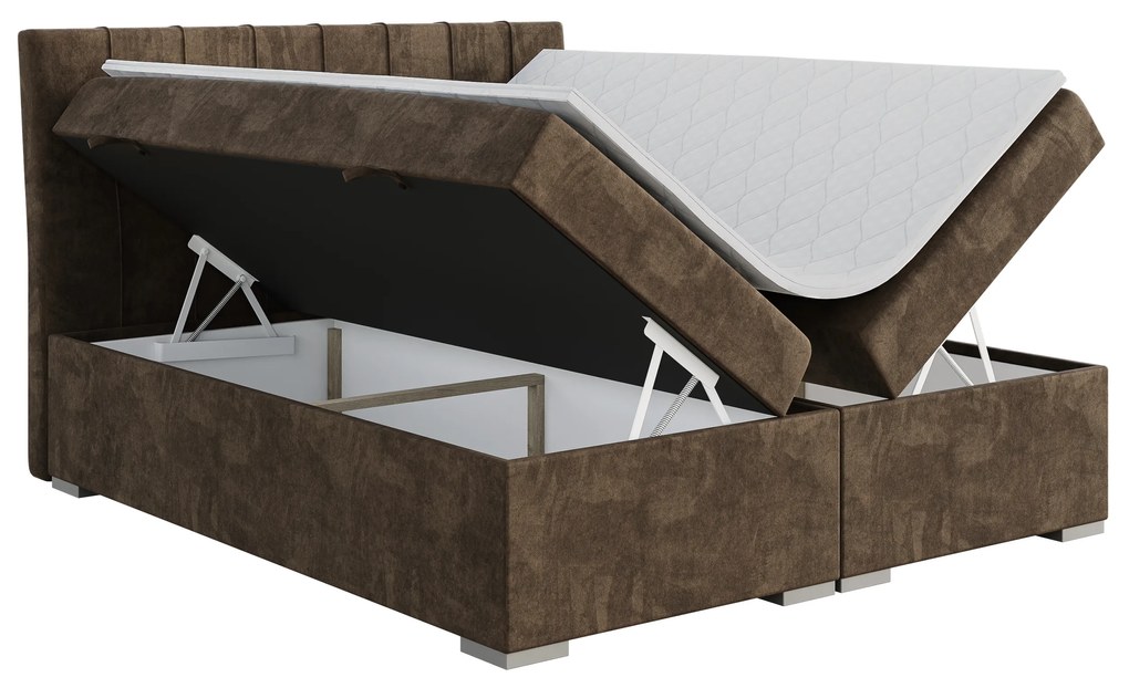 Jednolôžková posteľ Boxspring 120 cm Driny (karamelová) (s matracom a úl. priestorom). Akcia -20%. Vlastná spoľahlivá doprava až k Vám domov. 1043357