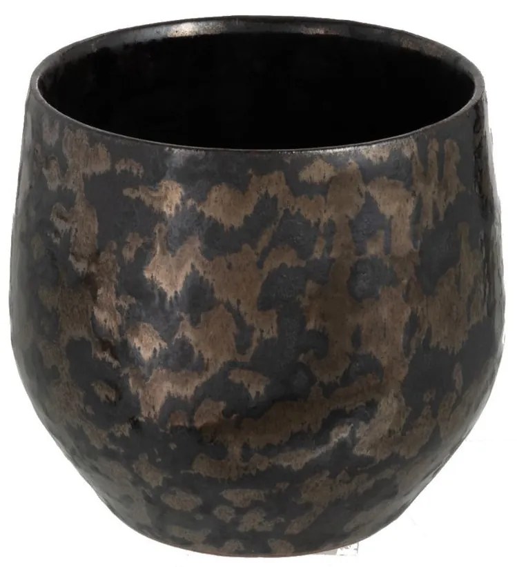 Dymovo-strieborný antik keramický kvetináč Smokey - Ø 14*12cm