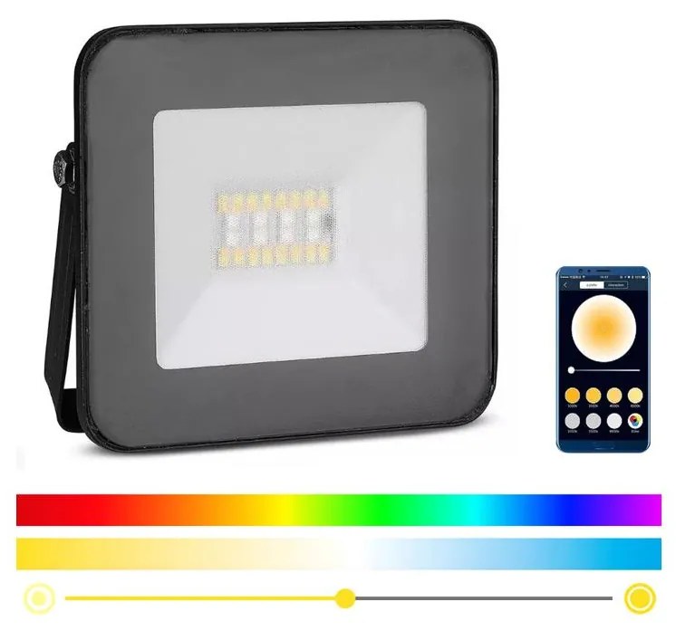V-Tac LED Inteligentný stmievateľný RGB reflektor LED/20W/230V IP65 čierna VT0662