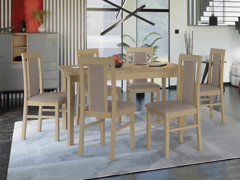 Rozkladací stôl so 6 stoličkami - AL34, Morenie: sonoma, Poťahové látky: Hygge D20