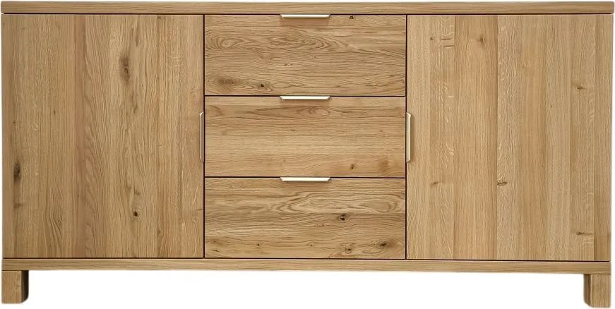 Široká komoda s 2 dvierkami a 3 zásuvkami v strede, 180x50x90 cm