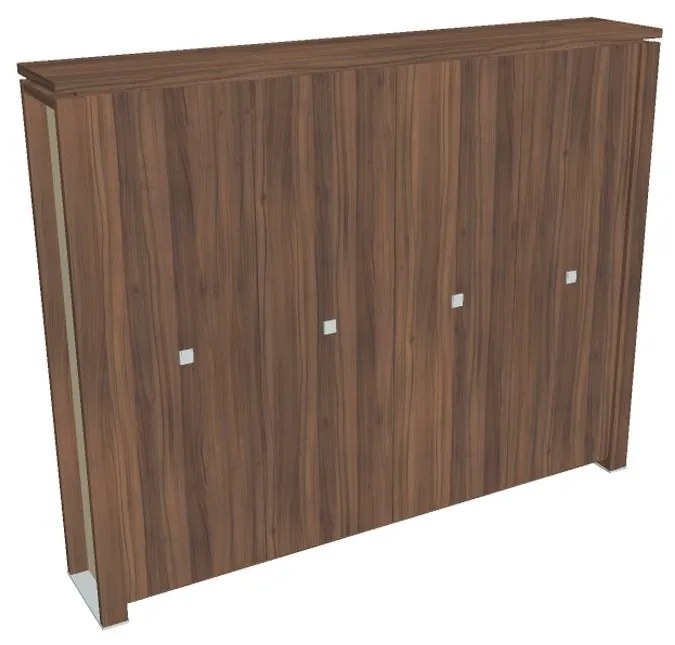 Vysoká šatníková skriňa Verno+ S 260 x 46 x 210 cm, orech / vanilka