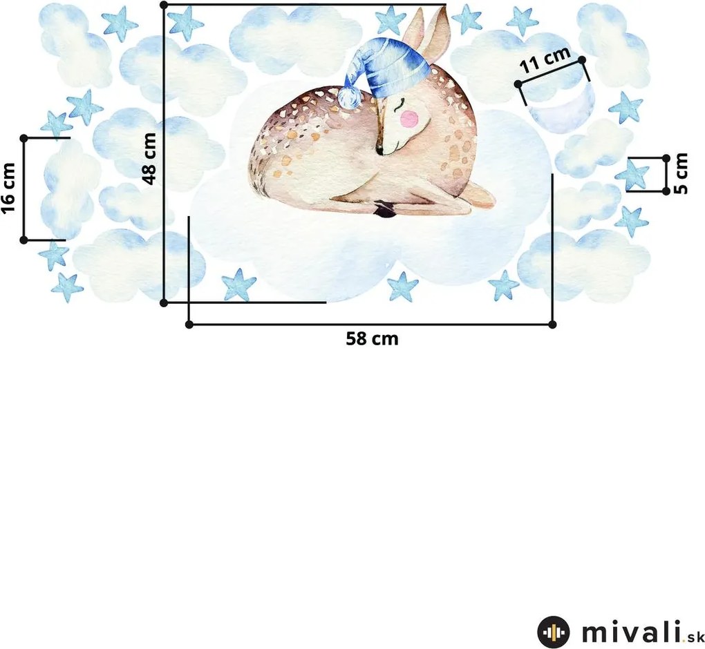 Samolepky na stenu - Srnka na obláčiku