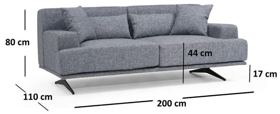 Tmavosivá pohovka 200 cm Bentley – Balcab Home