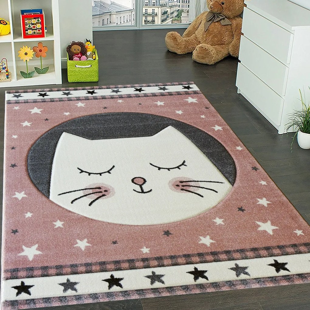 BE Koberec Smart Kids 22412 PINK – ružový obdĺžnikový Rozmer: 120x180 cm