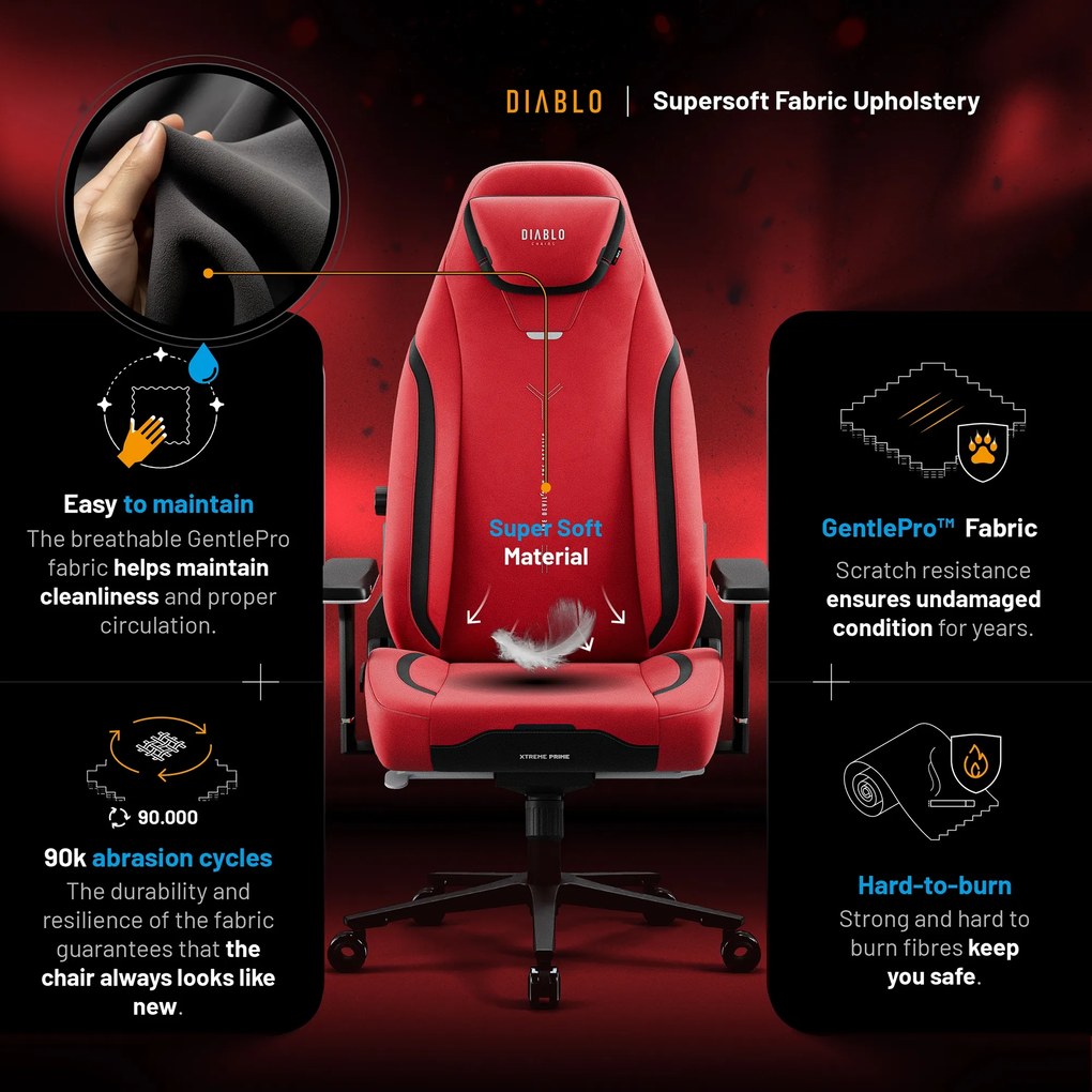Herné kreslo Normal Size v červený-čierny: Diablo X-Eye Prime Bloody Mary