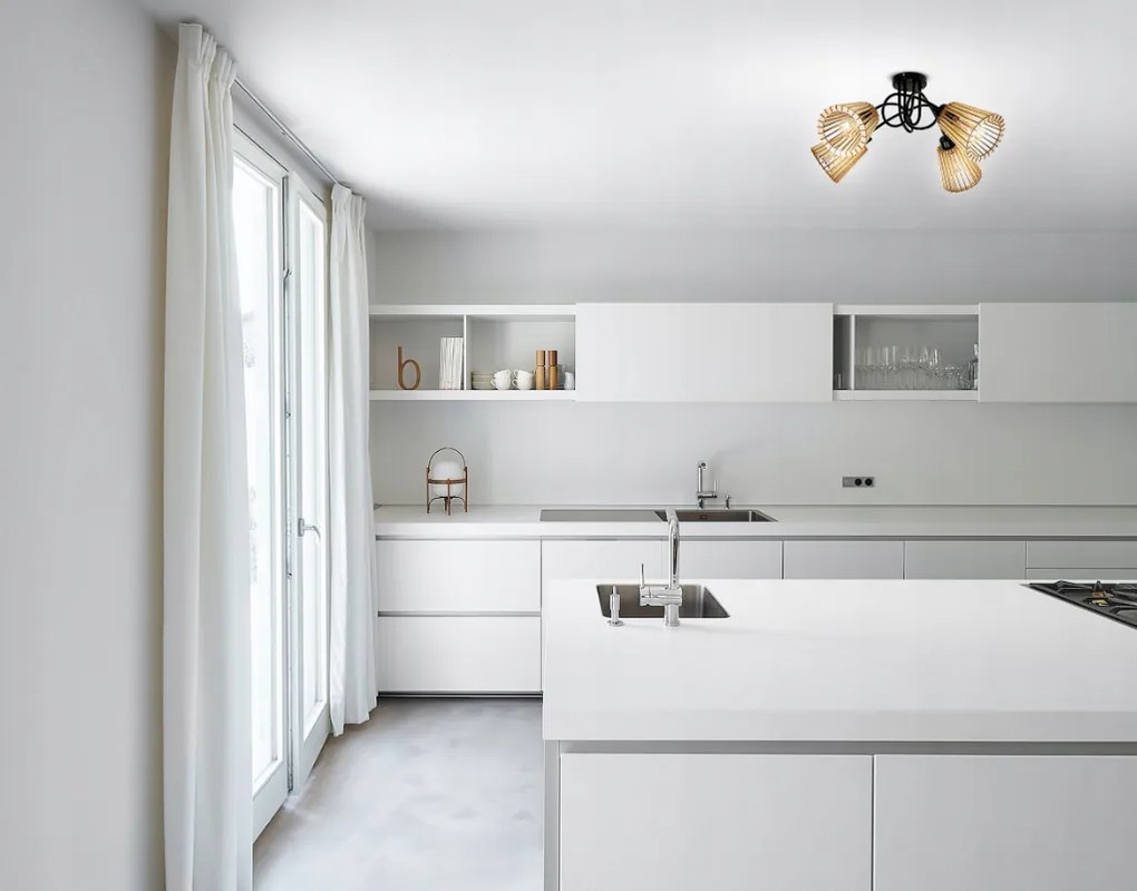 LED LOFT lampa kutčasta 4xe27 drevená kužeľ