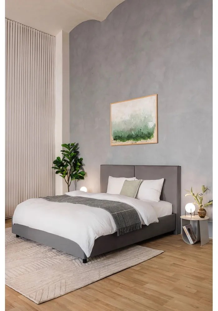 Sivá čalúnená dvojlôžková posteľ s úložným priestorom s roštom 180x200 cm Myra Bold – Bonami Selection
