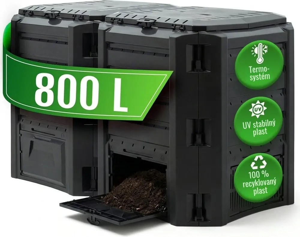 Záhradný kompostér COMPOGREEN, 800l, čierna Prosperplast