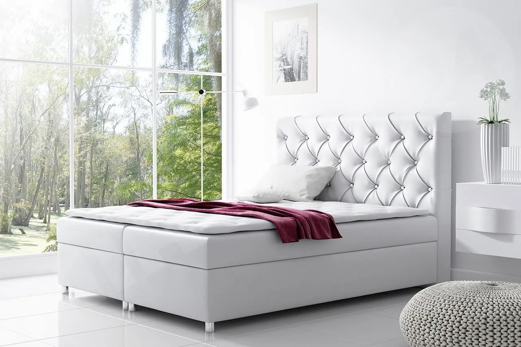 Posteľ kontinentálna Balicci, Rozmer postele: 180x200, Dostupné poťahy: ekokoža Soft 017 (biela)