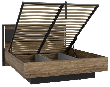 Dvojlôžková posteľ s úložným priestorom OREN 160x200 cm hnedá/čierna