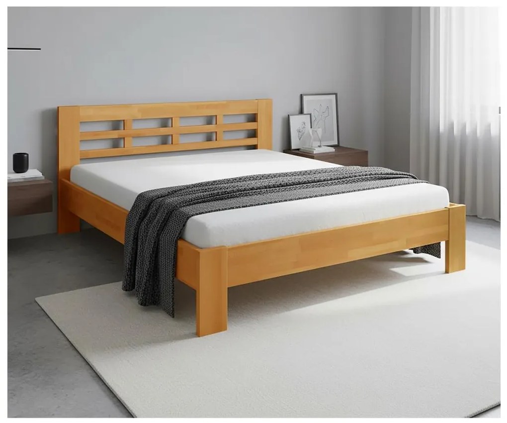 Dvojlôžková postel z masívu ANGELA 180x200 cm orech svetlý