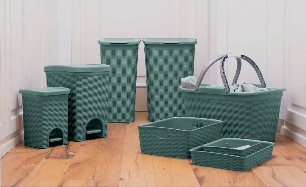 STEFANPLAST Košík na bielizeň 35 l, 58 × 38 × 28 cm, zeleno-sivý