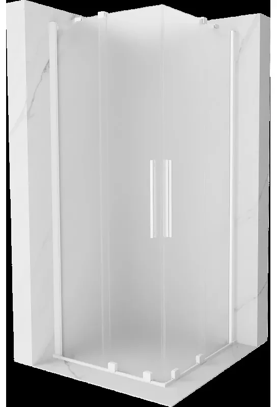 Mexen Velar Duo posuvná sprchová kabína 100 x 100 cm, matné sklo, biela - 871-100-100-32-20