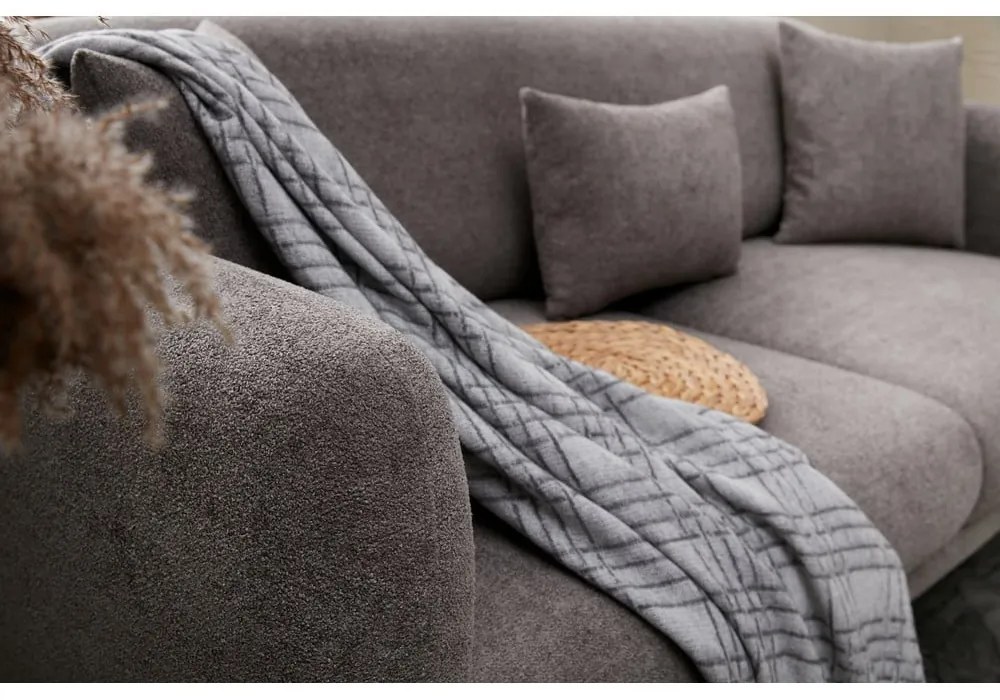 Sivá rohová pohovka (ľavý roh/s leňoškou) Simena – Balcab Home