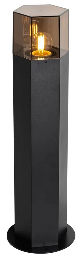 Vonkajšia stojaca lampa čierna s dymovým tienidlom šesťuholníkovým 50 cm - Dánsko