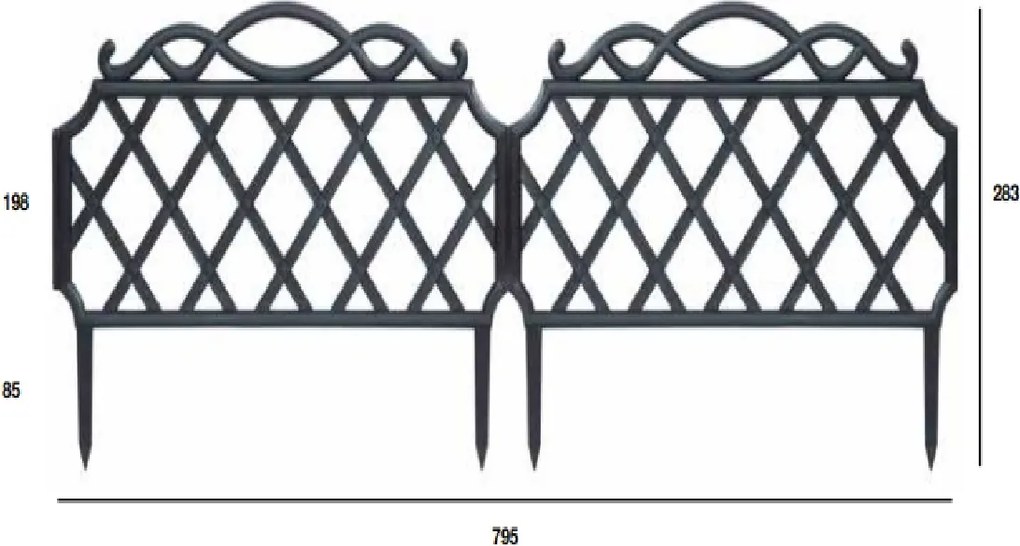ARTPLAST BR02AN Ozdobný plot BORDURA GRECA 795 × 298 mm – sivá