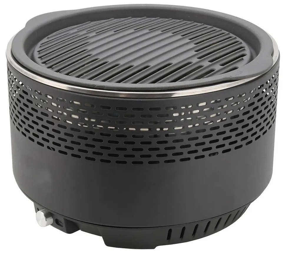 Stolný gril na drevené uhlie 4xAA/USB čierna