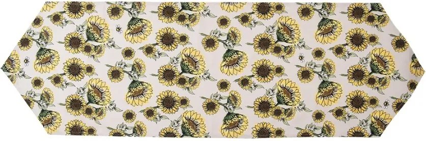 Béžový bavlnený behúň so slnečnicami Sunny Sunflowers - 50*160 cm
