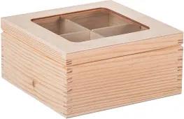 ČistéDrevo Dřevěná krabička s plexisklem - 4 přihrádky