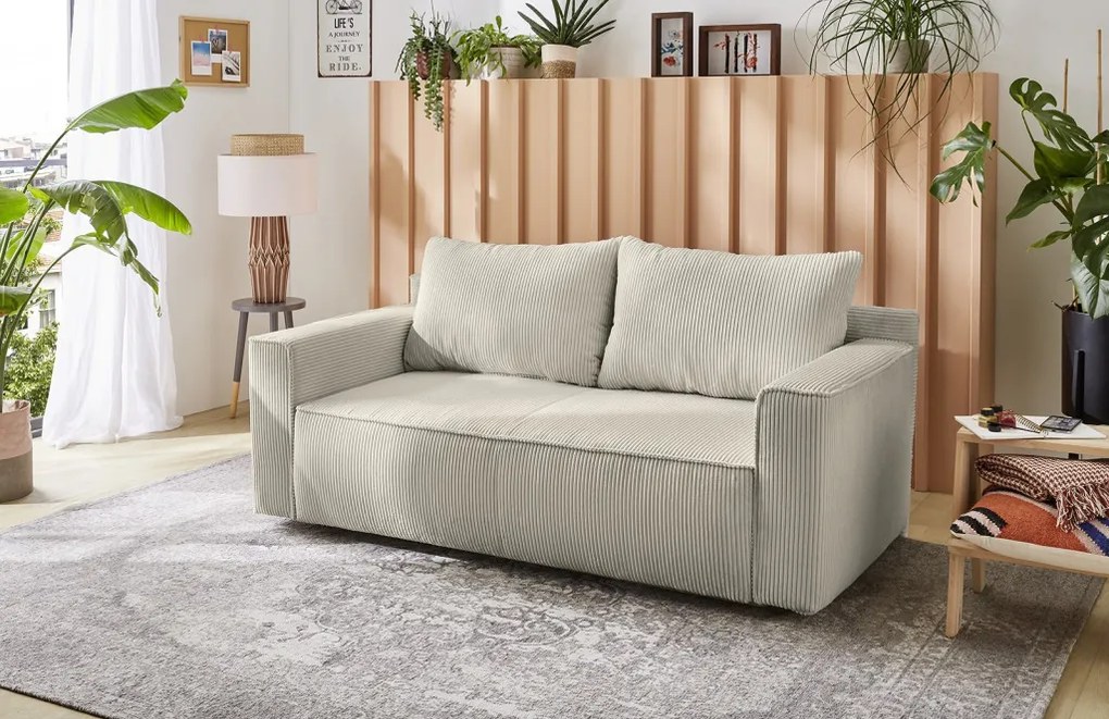 Rozkladacia pohovka Ron, šedo-béžová štruktúrovaná látka