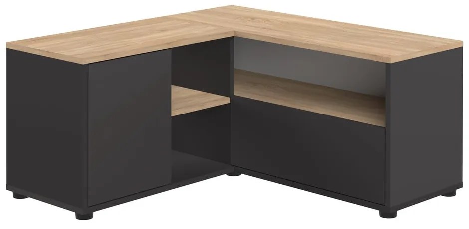 TV stolík v dekore duba v čierno-prírodnej farbe 90x45 cm Angle – TemaHome