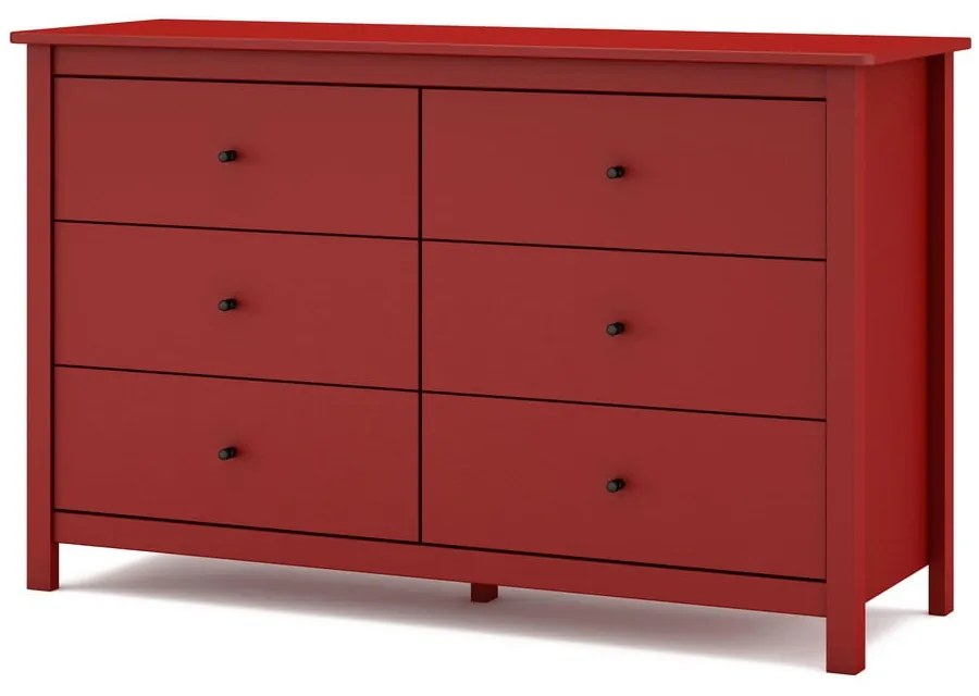 Červená nízka komoda z borovicového dreva 130x80 cm Misti – Marckeric