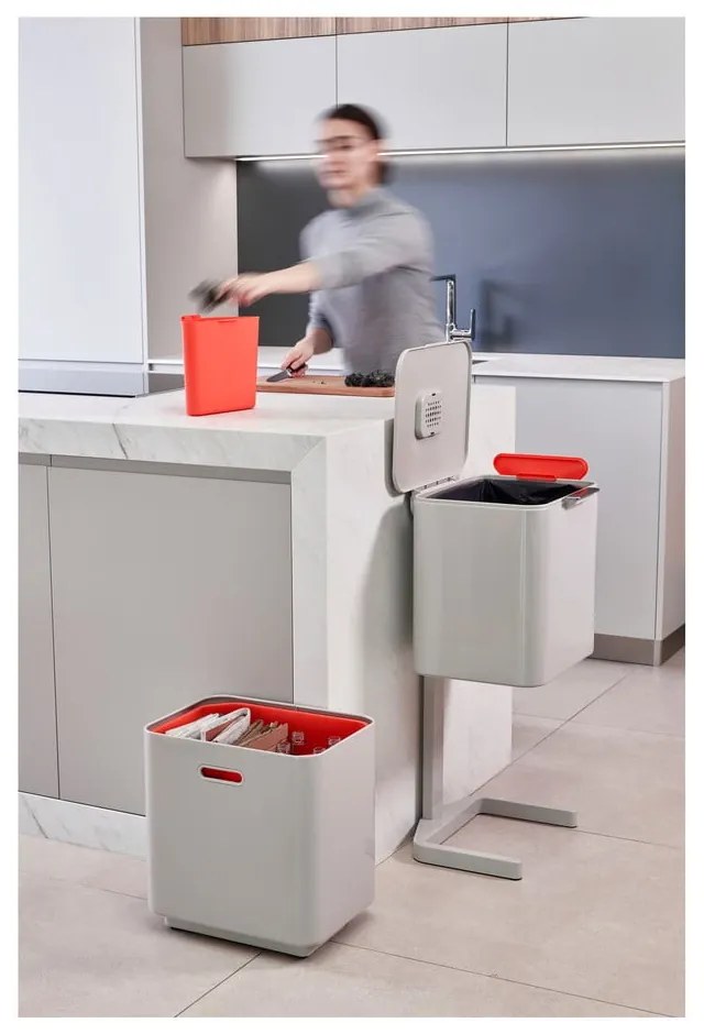 Béžový oceľový odpadkový kôš na triedený odpad 60 l Totem Max – Joseph Joseph