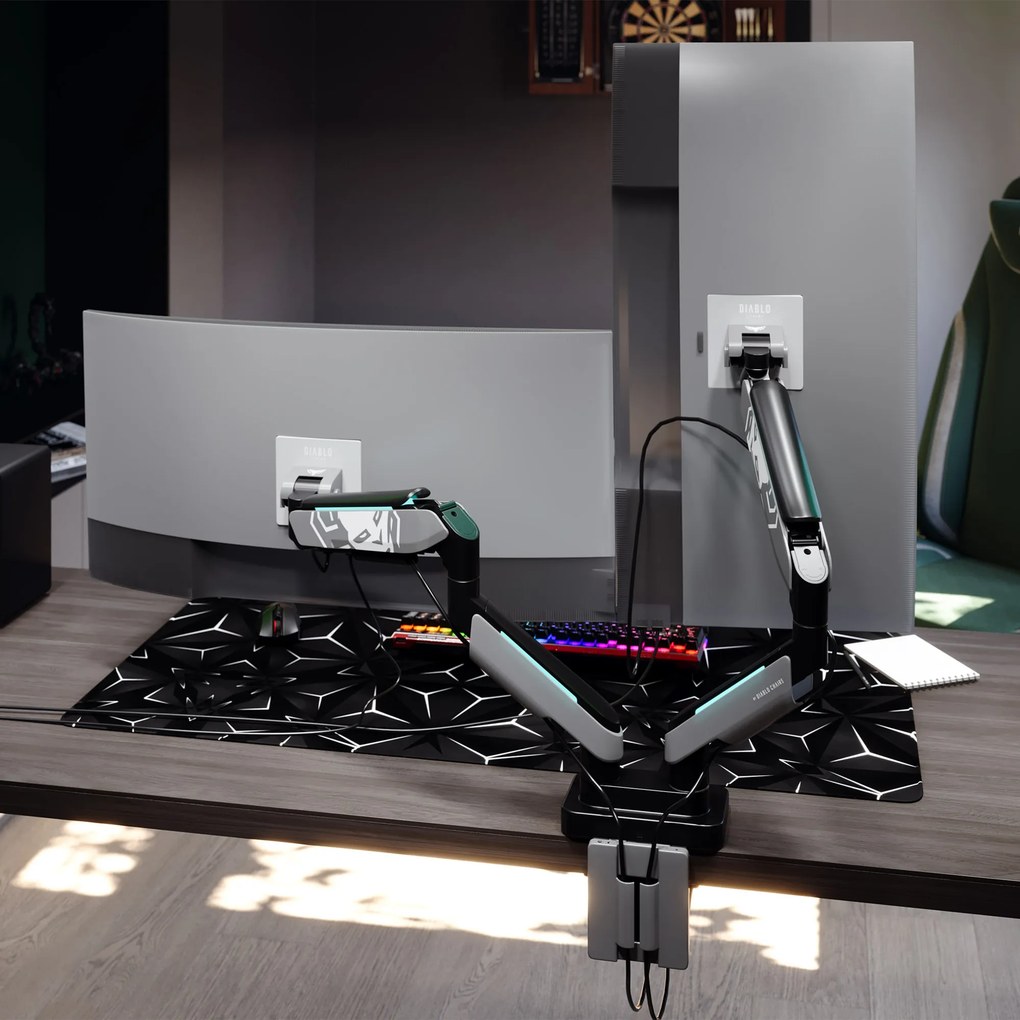 Držiak na dva monitory 35" RGB, sivo-čierny: Diablo X-Arm Dual