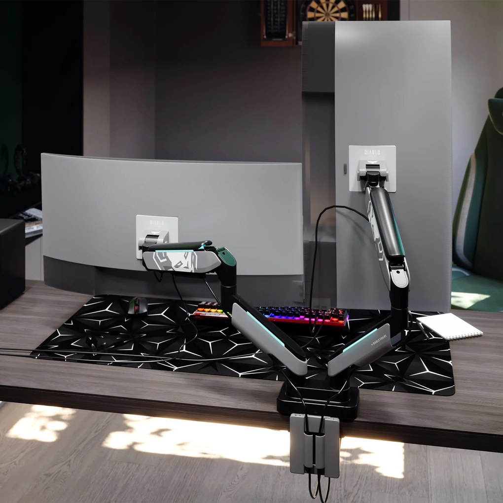 Dvojitý držiak na monitory 49 palcov, sivá-čierna RGB X-Arm Dual
