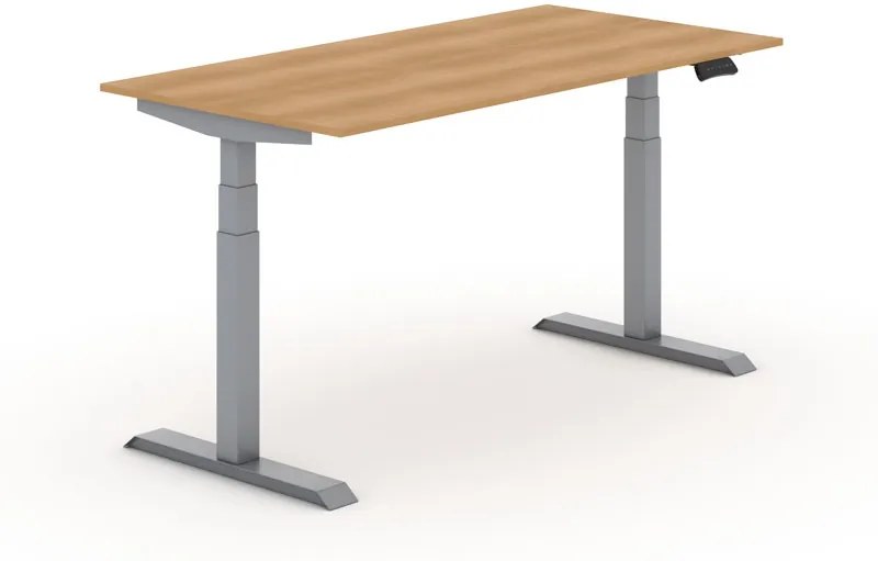 Výškovo nastaviteľný stôl PRIMO ADAPT,, elektrický, 1800x800X625-1275 mm, buk, sivá podnož