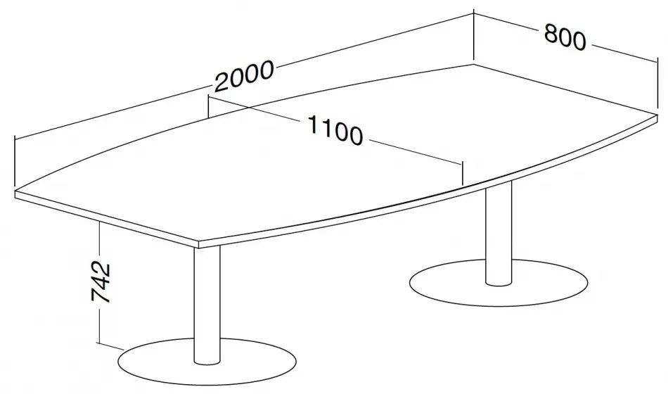 Konferenčný stôl ProOffice 80/110 x 200 x 74,2 cm, buk