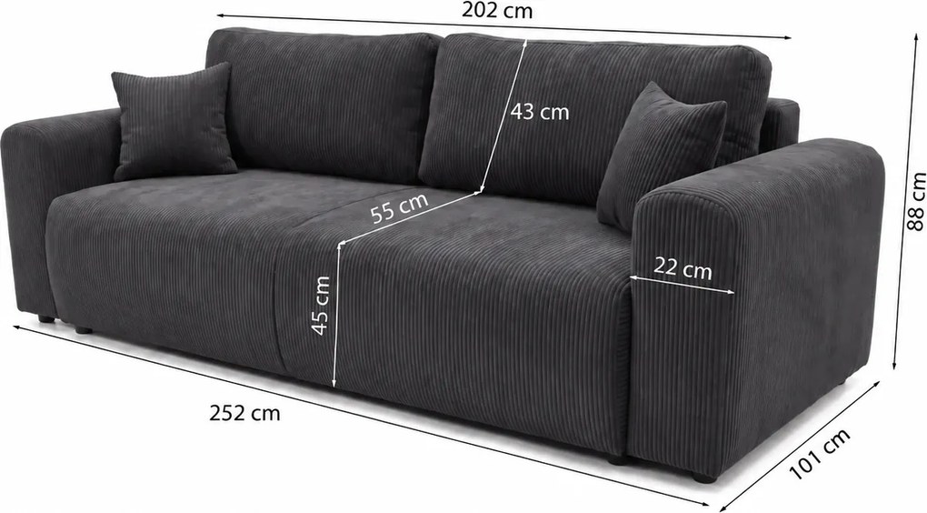 ROZKLADACIA POHOVKA SOREN 252x101 cm POSO 22