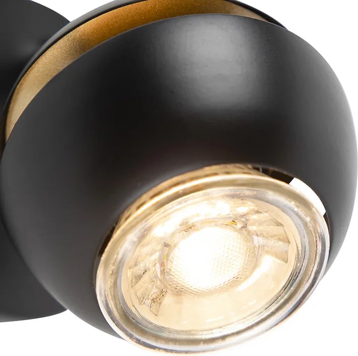 Moderné bodové svetlo 1-žiarovkové čierne so zlatým vnútorným priestorom - Buell Deluxe