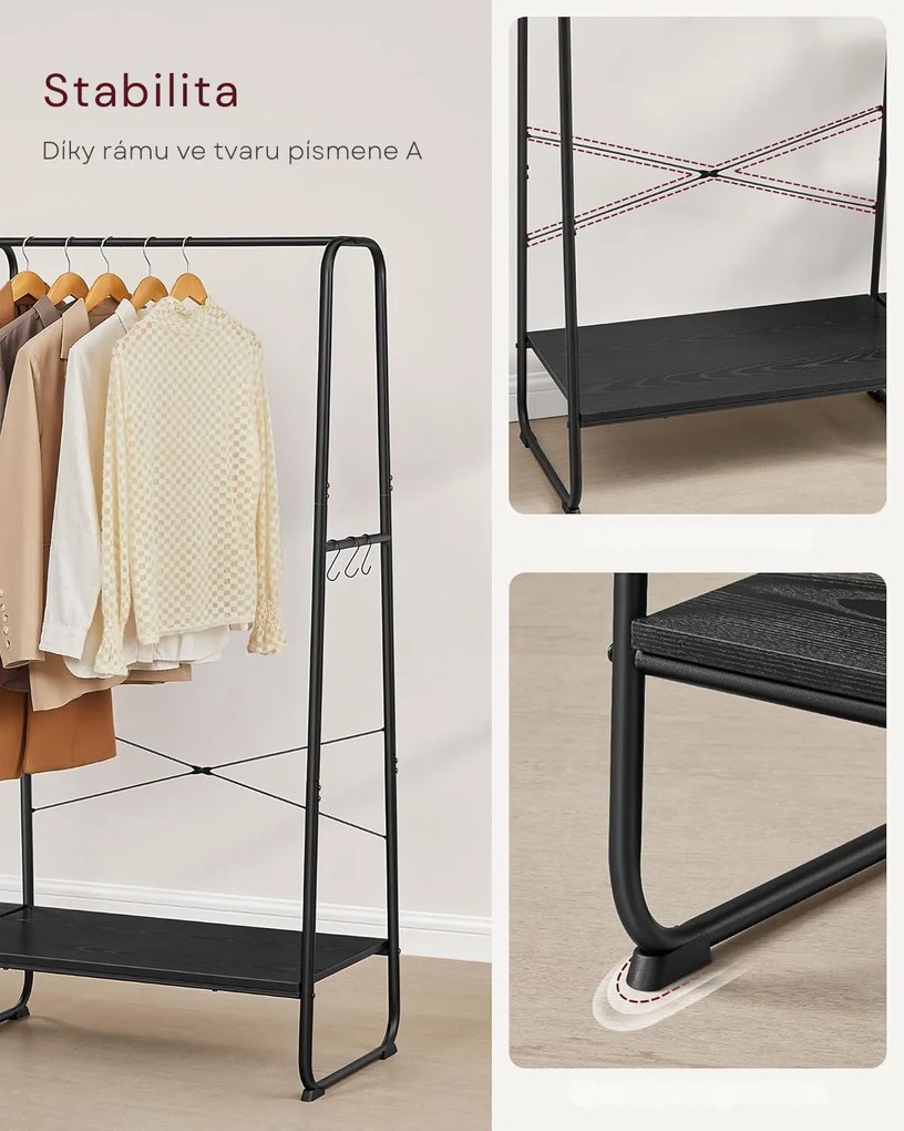 Stojan na oblečení s botníkem Vasagle Greya ebenově černý