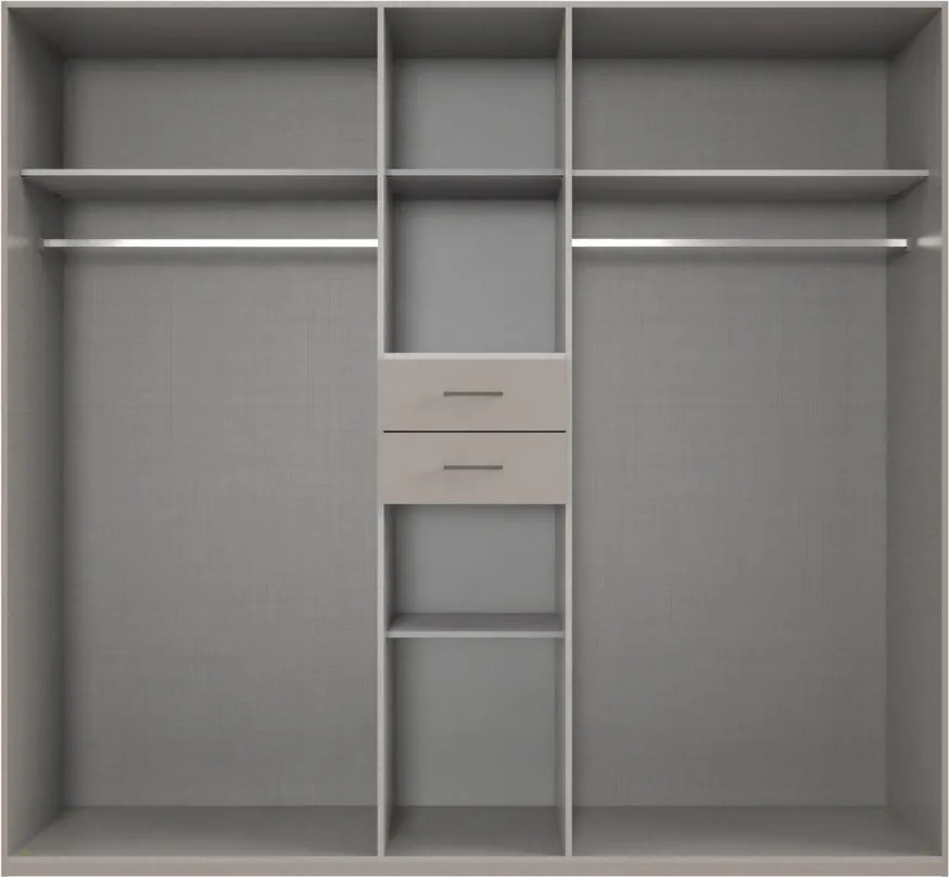 Šatníková skriňa so zrkadlami Düsseldorf, 225 cm, šedá sahara