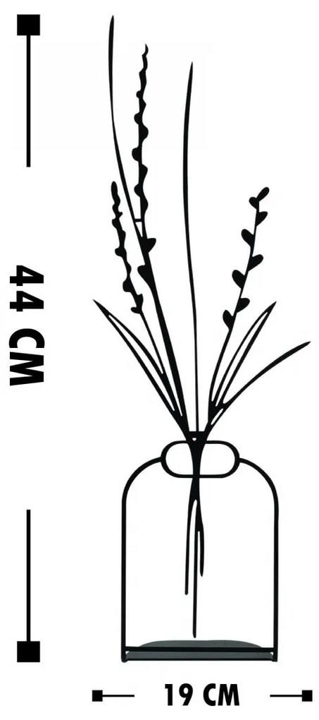 Kovová dekorácia Flowerpot III 44 cm čierna