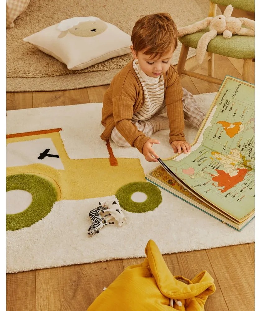 Slonovinový bavlnený detský koberec 90x150 cm Pecky – Kave Home