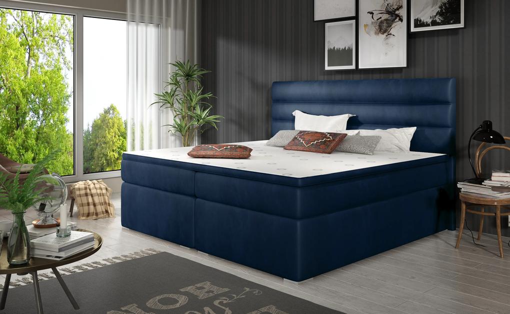 Elegantná box spring posteľ Barone 180x200, modrá