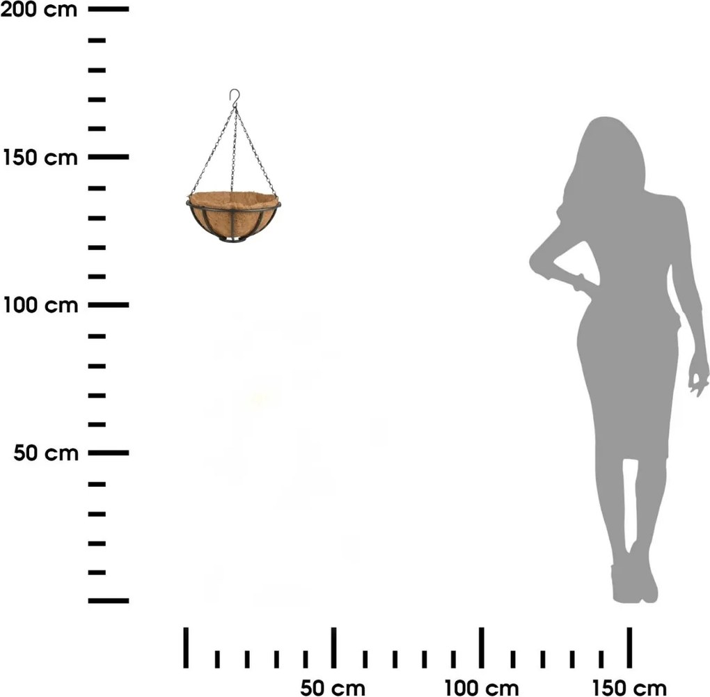 Závěsný květináč Loft 30 cm černý/hnědý
